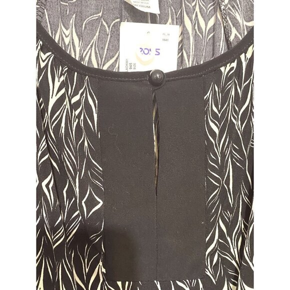 Perception Concept Black & White Blouse Stretchy 3/4 Sleeve Women's Medium NWOT - Picture 2 of 7
